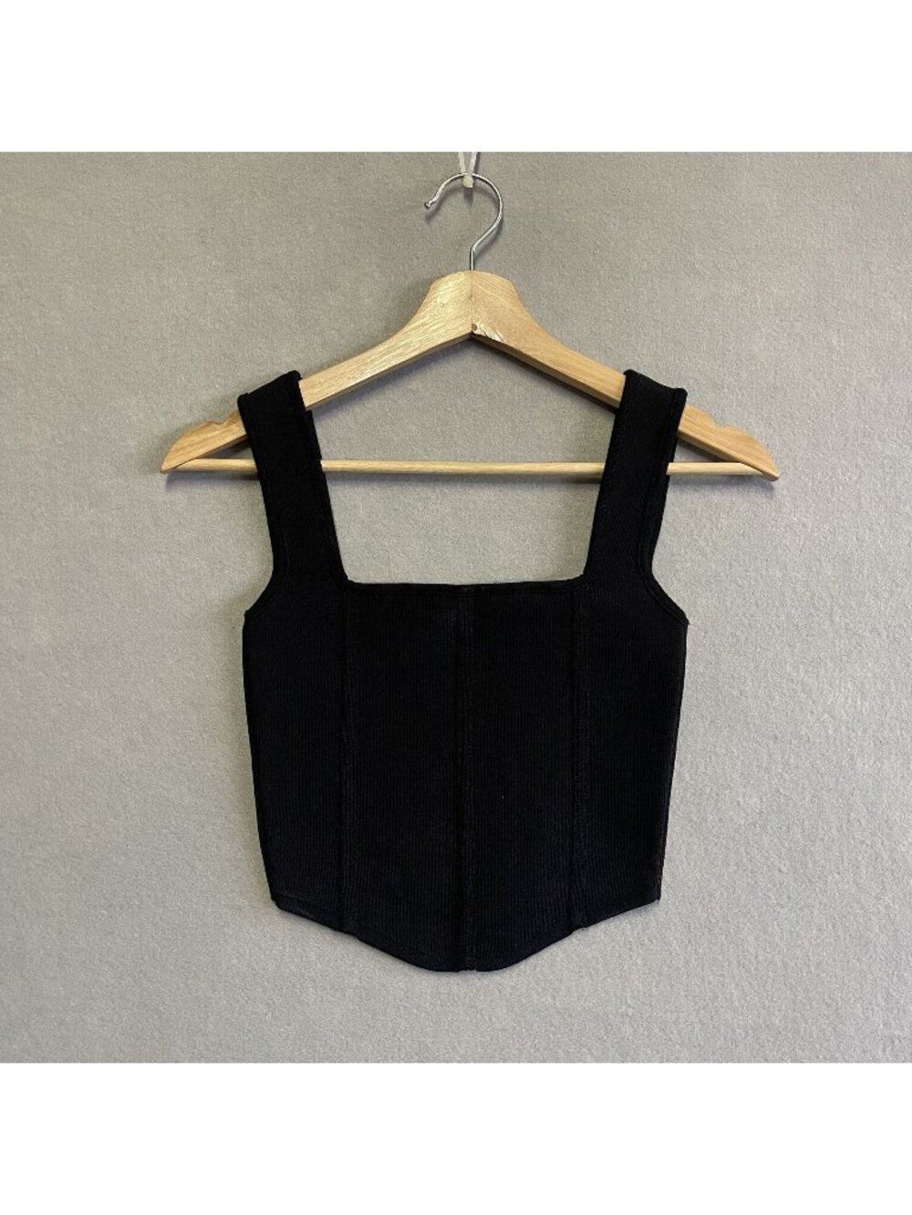 Black Zara Ribbed Square Neck Tank Top S Women